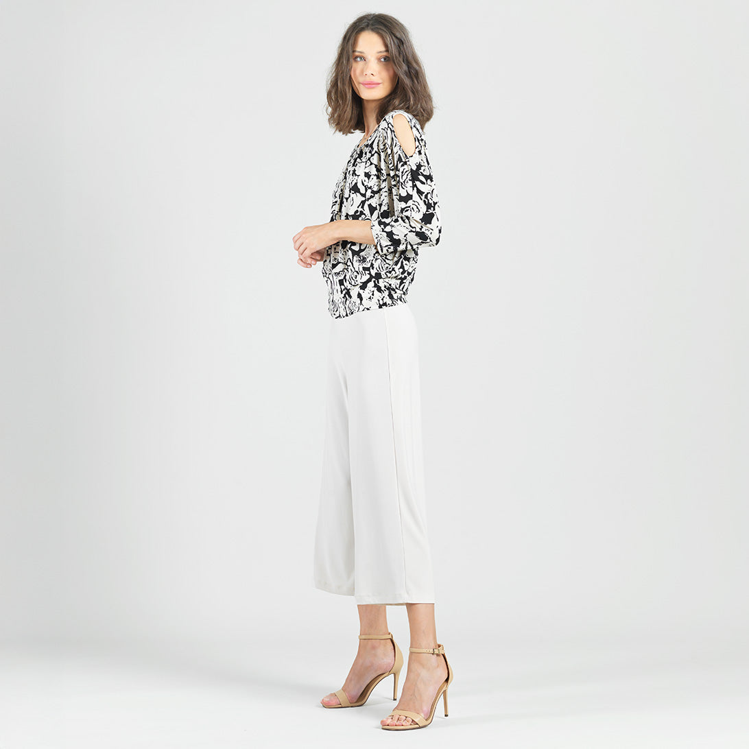 Open Shoulder Blouson Waist Top - Abstract Rose - Final Sale | Clara Sunwoo