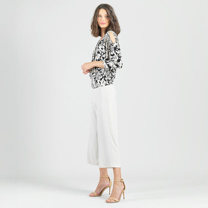 Open Shoulder Blouson Waist Top - Abstract Rose - Final Sale | Clara Sunwoo
