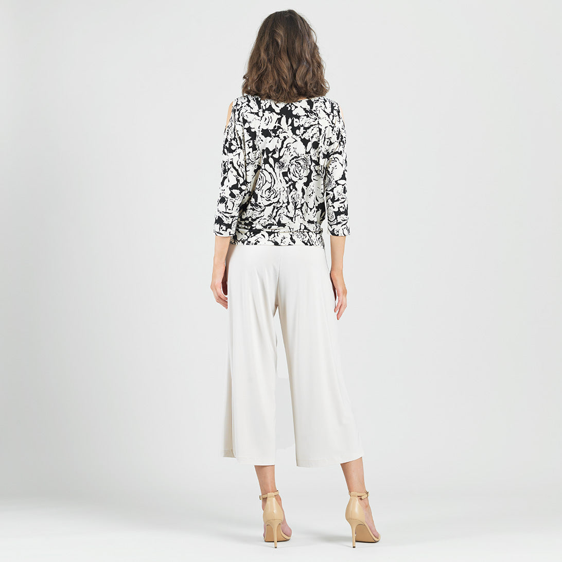 Open Shoulder Blouson Waist Top - Abstract Rose - Final Sale | Clara Sunwoo