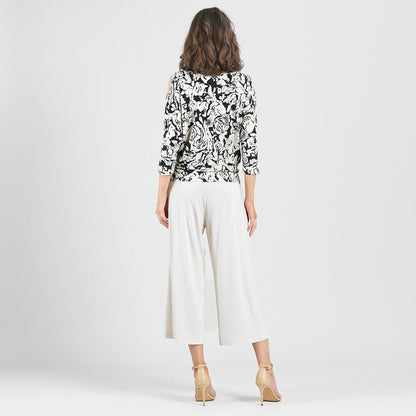 Open Shoulder Blouson Waist Top - Abstract Rose - Final Sale | Clara Sunwoo