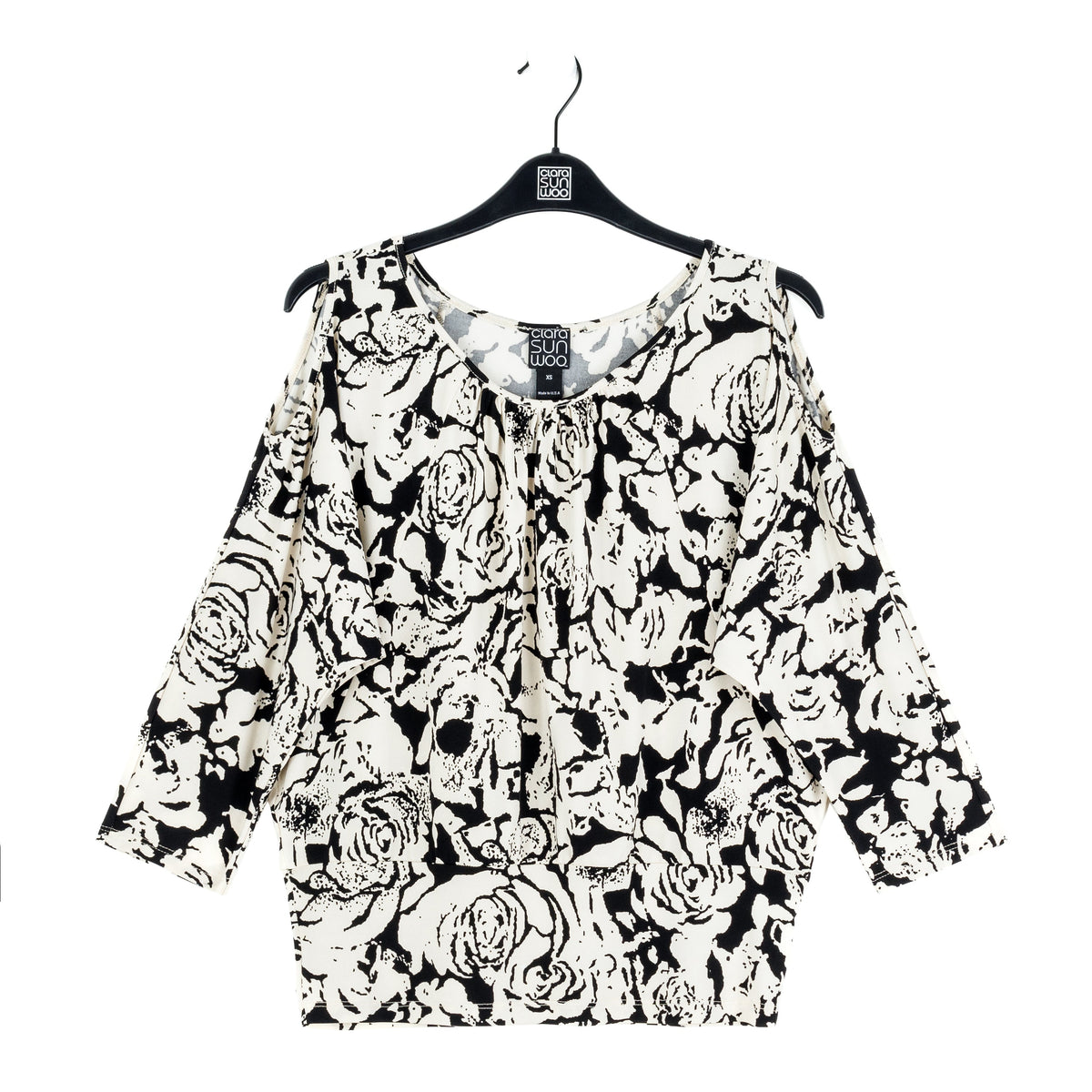 Open Shoulder Blouson Waist Top - Abstract Rose - Final Sale | Clara Sunwoo