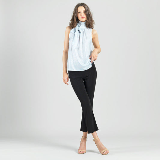 Glitter Foil - Mock Neck-Tie Detail Top - Silver - Final Sale! | Clara Sunwoo
