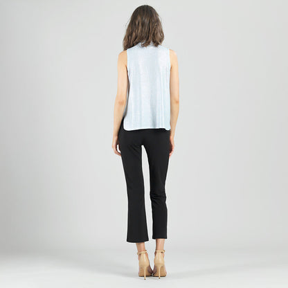 Glitter Foil - Mock Neck-Tie Detail Top - Silver - Final Sale! | Clara Sunwoo