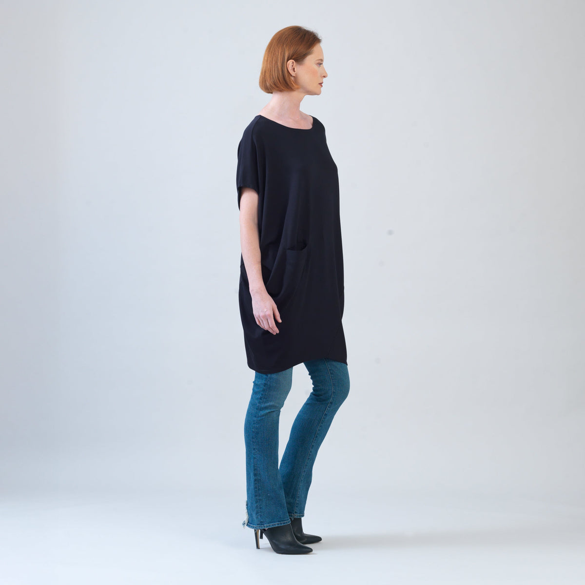 Rayon-Ponte Knit - Architectural Pocket Tunic - Black - Final Sale! | Clara Sunwoo