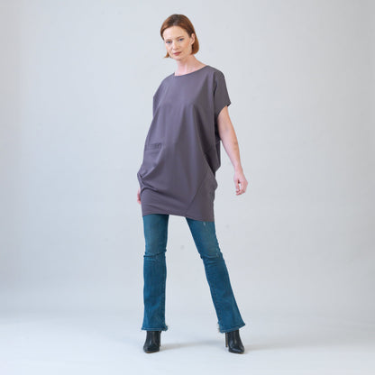 Rayon-Ponte Knit - Architectural Pocket Tunic - Mocha - Final Sale! | Clara Sunwoo