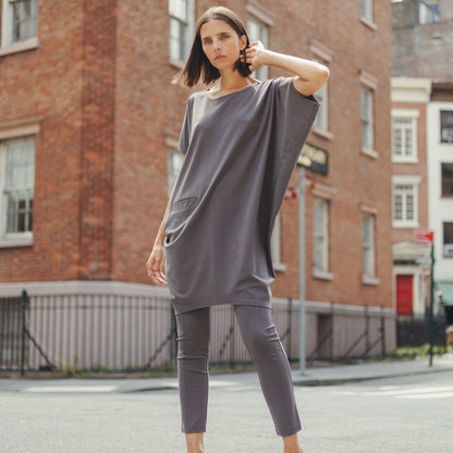 Rayon-Ponte Knit - Architectural Pocket Tunic - Mocha - Final Sale! | Clara Sunwoo