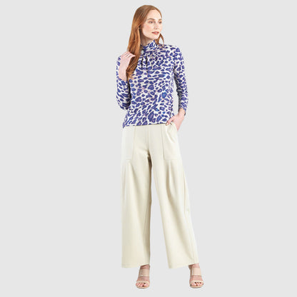 Foil Knit - Mock Neck Pleated Detail Top - Plum Cheetah - Final Sale | Clara Sunwoo
