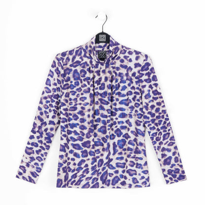 Foil Knit - Mock Neck Pleated Detail Top - Plum Cheetah - Final Sale | Clara Sunwoo