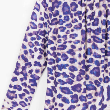 Foil Knit - Mock Neck Pleated Detail Top - Plum Cheetah - Final Sale | Clara Sunwoo