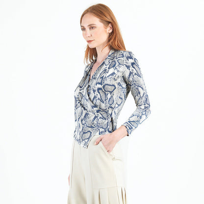 Butter Knit - Long Sleeve Crossover Faux Wrap Top - Python Scale - Final Sale! | Clara Sunwoo