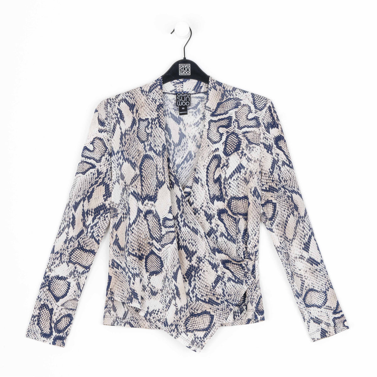 Butter Knit - Long Sleeve Crossover Faux Wrap Top - Python Scale - Final Sale! | Clara Sunwoo