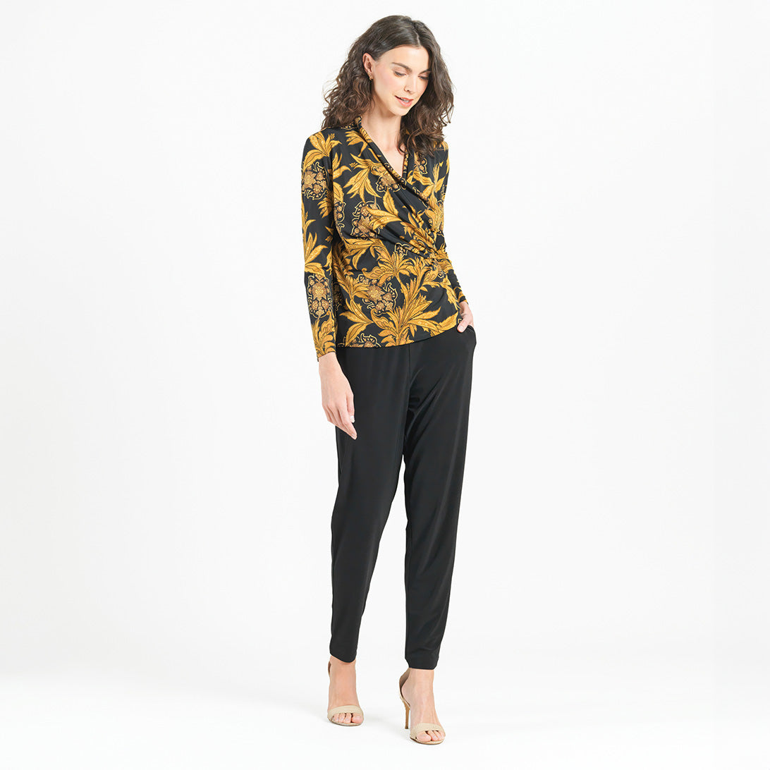 V-Neck Draped Pleat Top - Baroque Paisley - Final Sale! | Clara Sunwoo