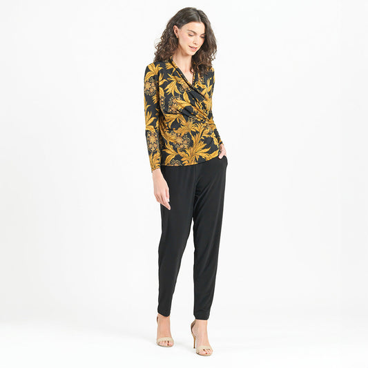 V-Neck Draped Pleat Top - Baroque Paisley - Final Sale! | Clara Sunwoo