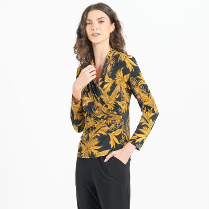 V-Neck Draped Pleat Top - Baroque Paisley - Final Sale! | Clara Sunwoo