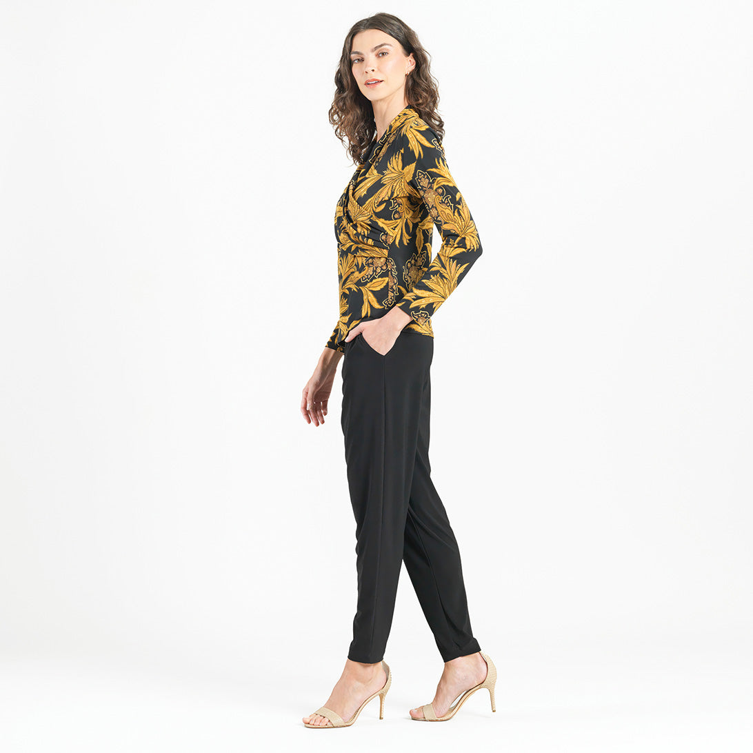 V-Neck Draped Pleat Top - Baroque Paisley - Final Sale! | Clara Sunwoo
