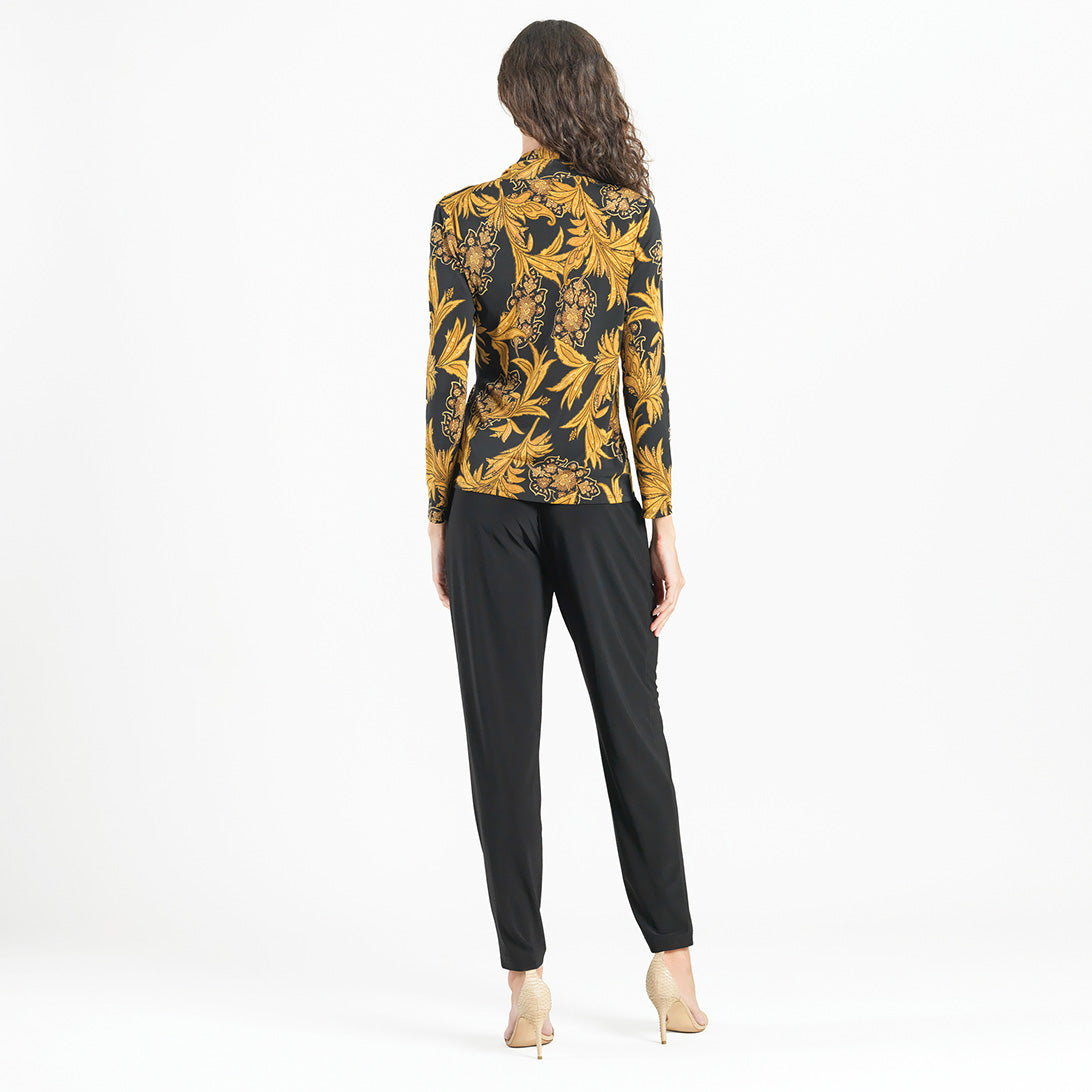 V-Neck Draped Pleat Top - Baroque Paisley - Final Sale! | Clara Sunwoo