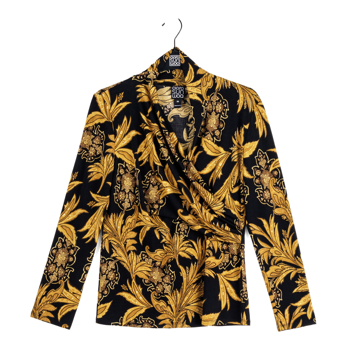 V-Neck Draped Pleat Top - Baroque Paisley - Final Sale! | Clara Sunwoo
