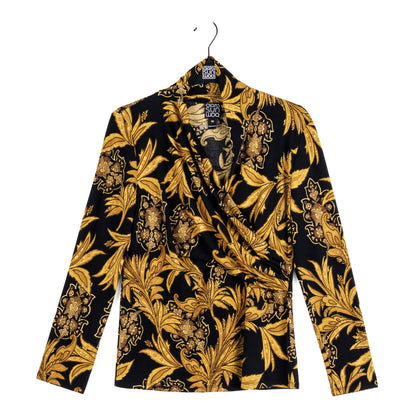 V-Neck Draped Pleat Top - Baroque Paisley - Final Sale! | Clara Sunwoo