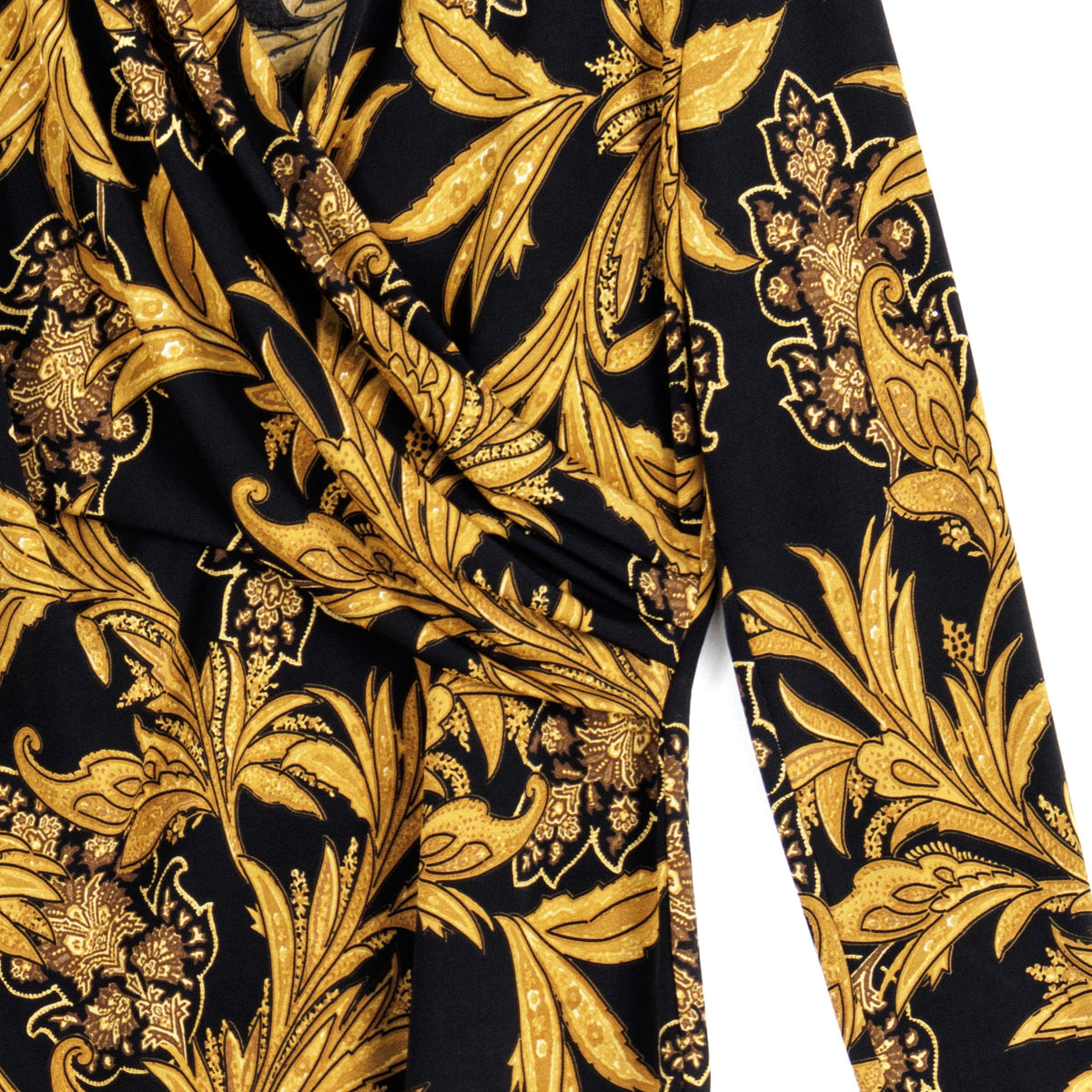 V-Neck Draped Pleat Top - Baroque Paisley - Final Sale! | Clara Sunwoo