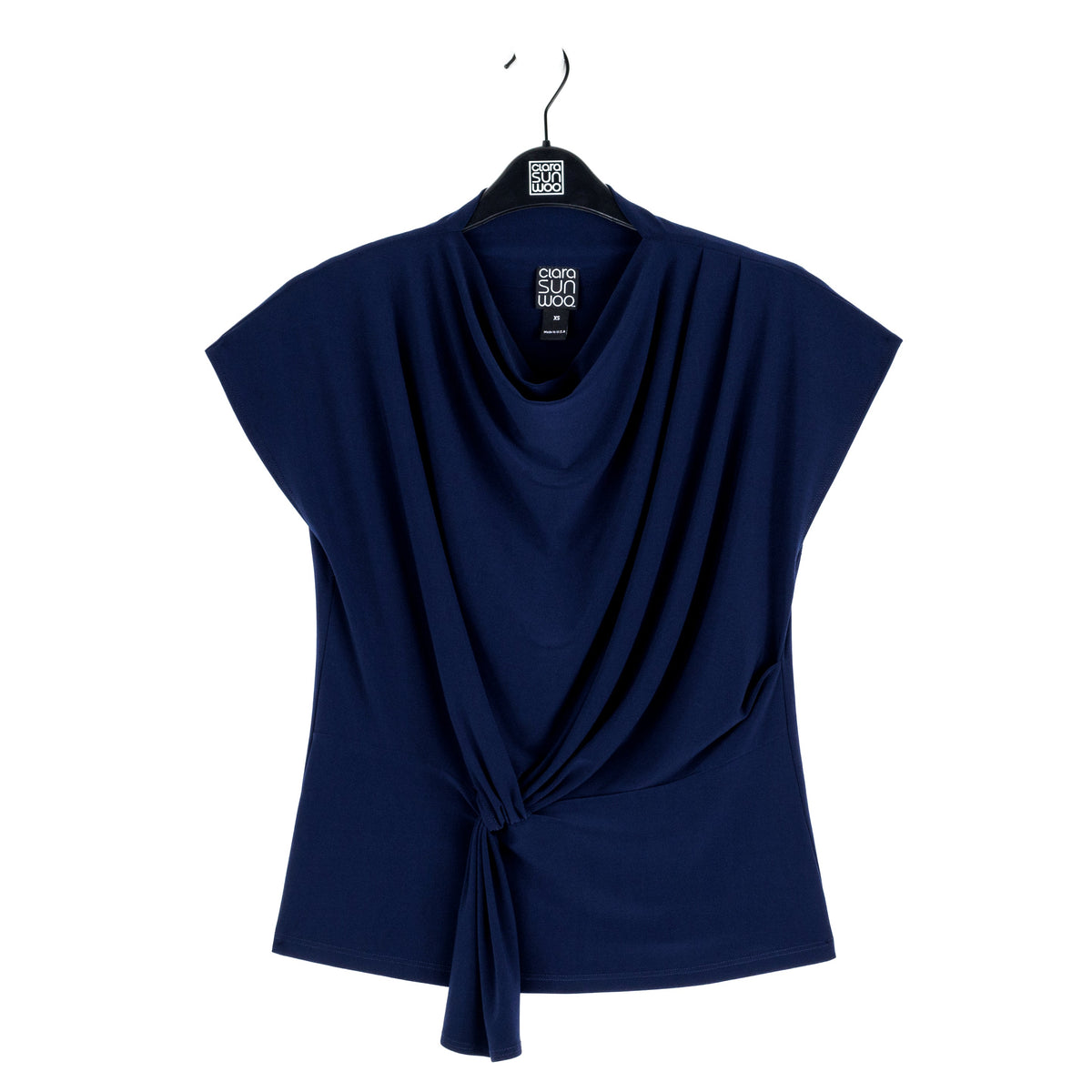 Drape Neck Loop Front Top - Navy - Final Sale | Clara Sunwoo
