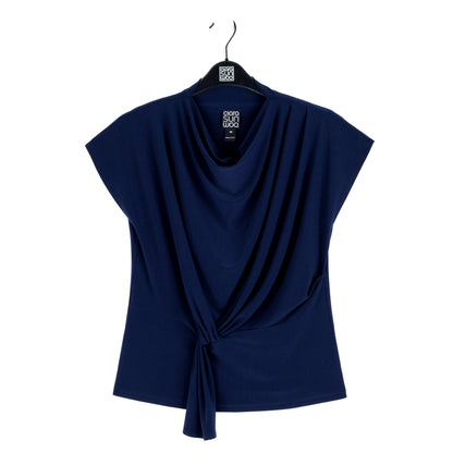 Drape Neck Loop Front Top - Navy - Final Sale | Clara Sunwoo