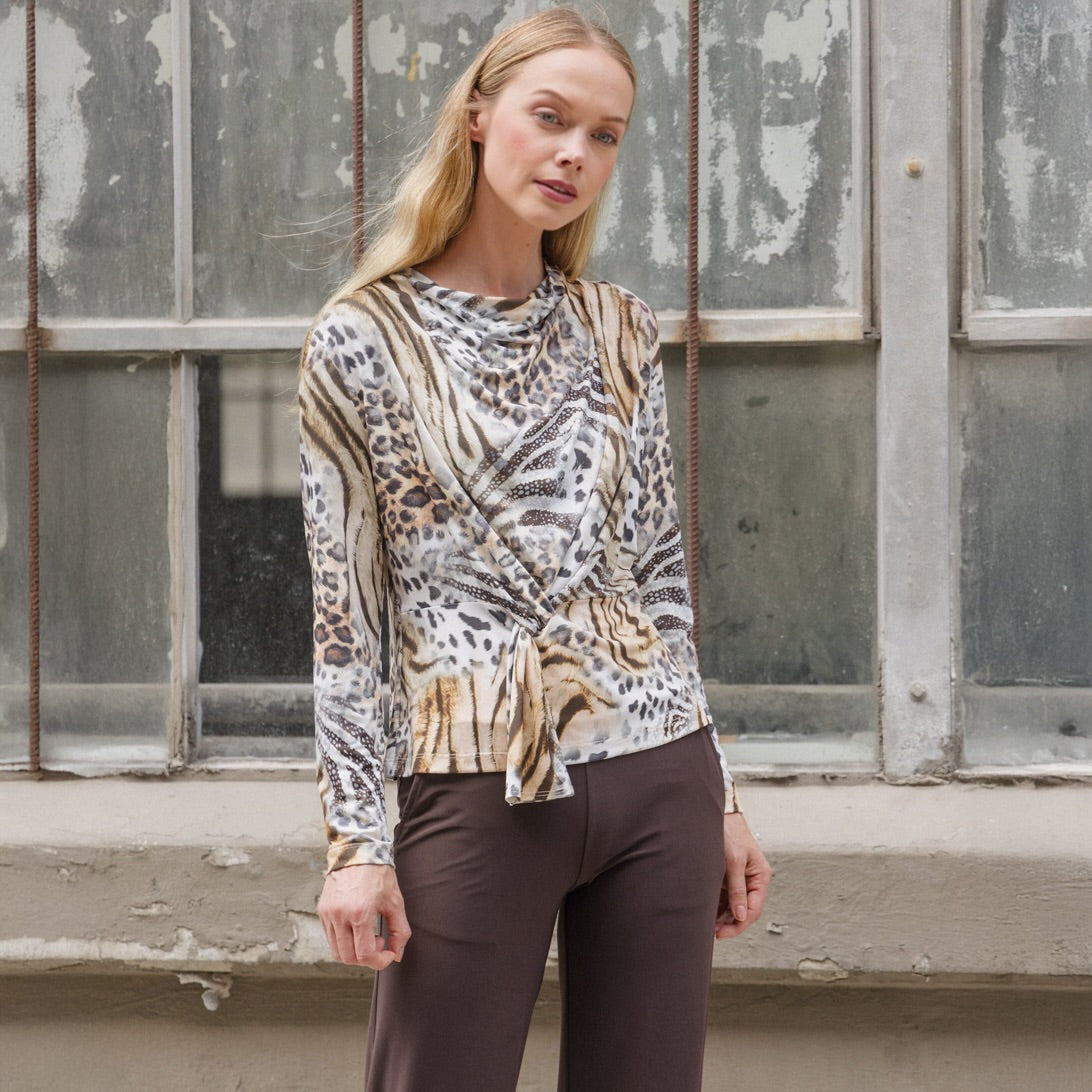 Butter Knit - Long Sleeve Loop Front Top - Cheetah Stripe - Final Sale | Clara Sunwoo