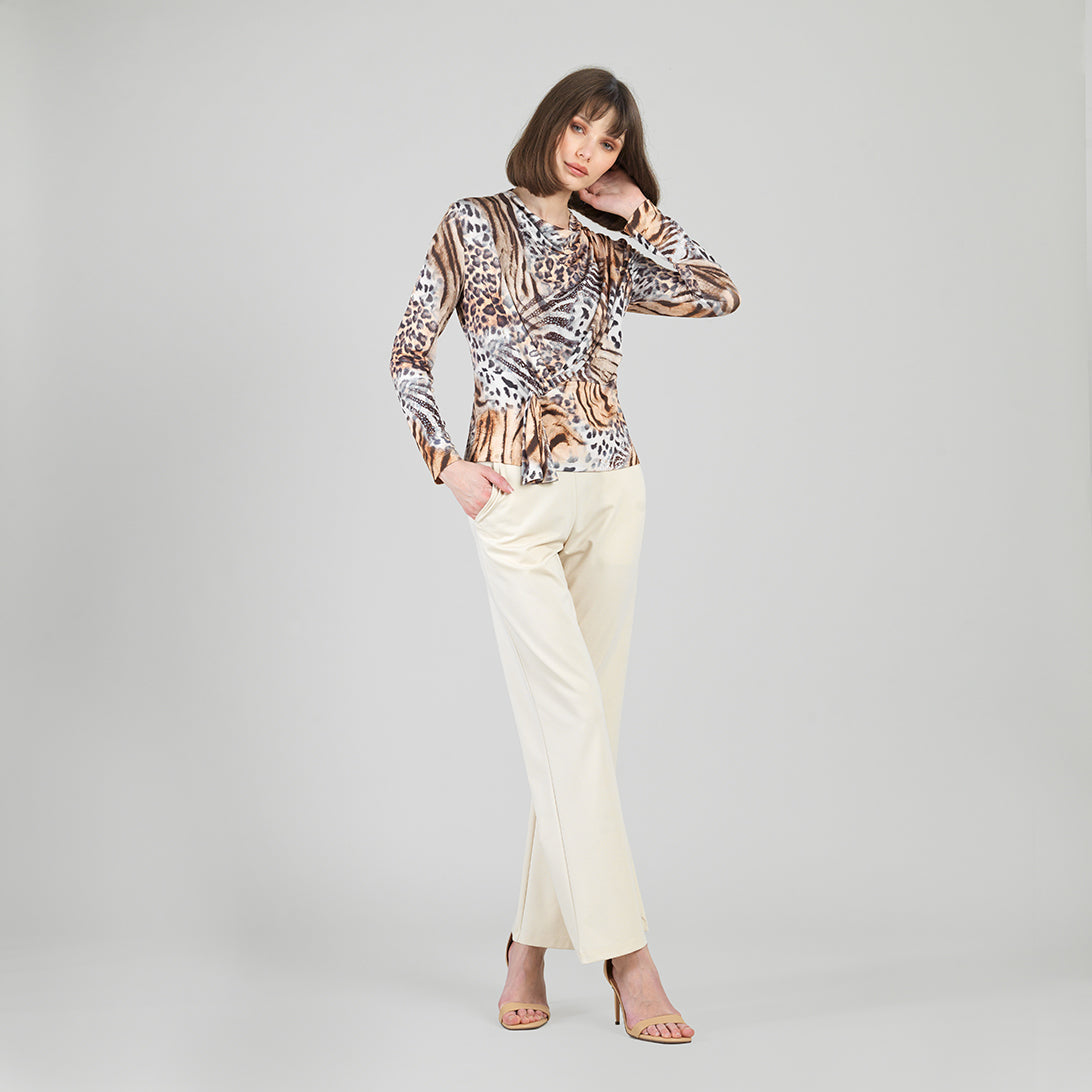 Butter Knit - Long Sleeve Loop Front Top - Cheetah Stripe - Final Sale | Clara Sunwoo