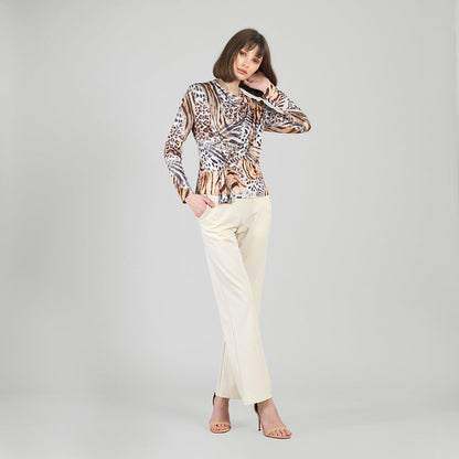 Butter Knit - Long Sleeve Loop Front Top - Cheetah Stripe - Final Sale | Clara Sunwoo