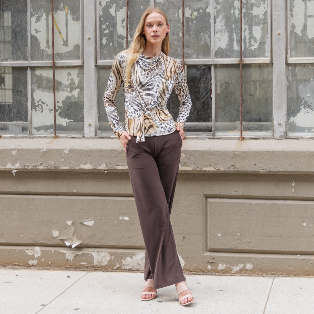 Butter Knit - Long Sleeve Loop Front Top - Cheetah Stripe - Final Sale | Clara Sunwoo