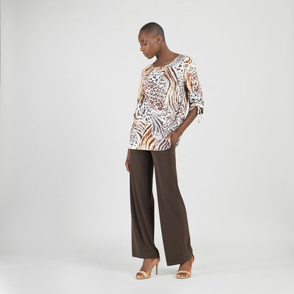 Butter Knit - Pull-Tie Cuff Tunic - Cheetah Stripe - Final Sale | Clara Sunwoo