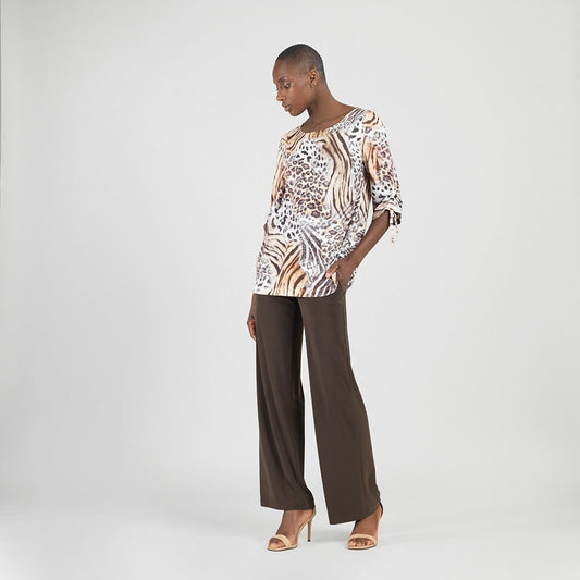 Butter Knit - Pull-Tie Cuff Tunic - Cheetah Stripe - Final Sale | Clara Sunwoo
