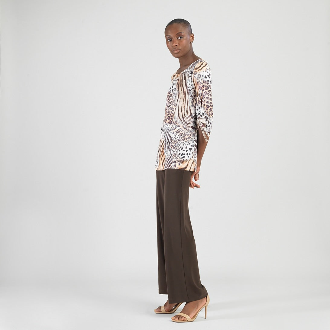 Butter Knit - Pull-Tie Cuff Tunic - Cheetah Stripe - Final Sale | Clara Sunwoo