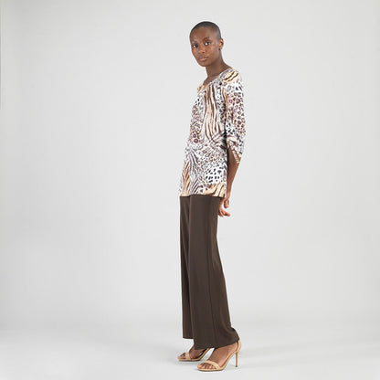 Butter Knit - Pull-Tie Cuff Tunic - Cheetah Stripe - Final Sale | Clara Sunwoo