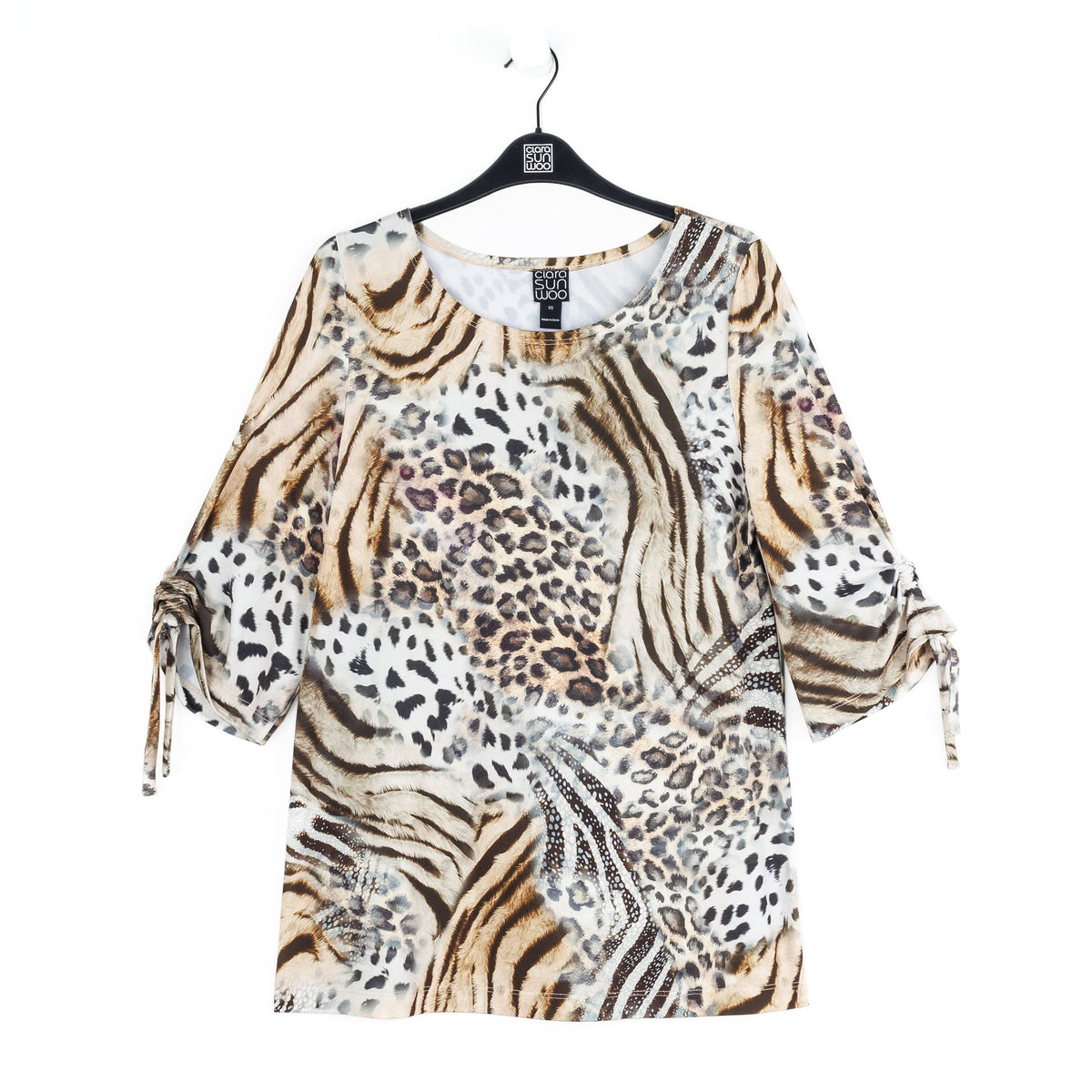 Butter Knit - Pull-Tie Cuff Tunic - Cheetah Stripe - Final Sale | Clara Sunwoo