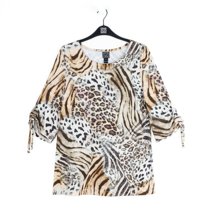 Butter Knit - Pull-Tie Cuff Tunic - Cheetah Stripe - Final Sale | Clara Sunwoo