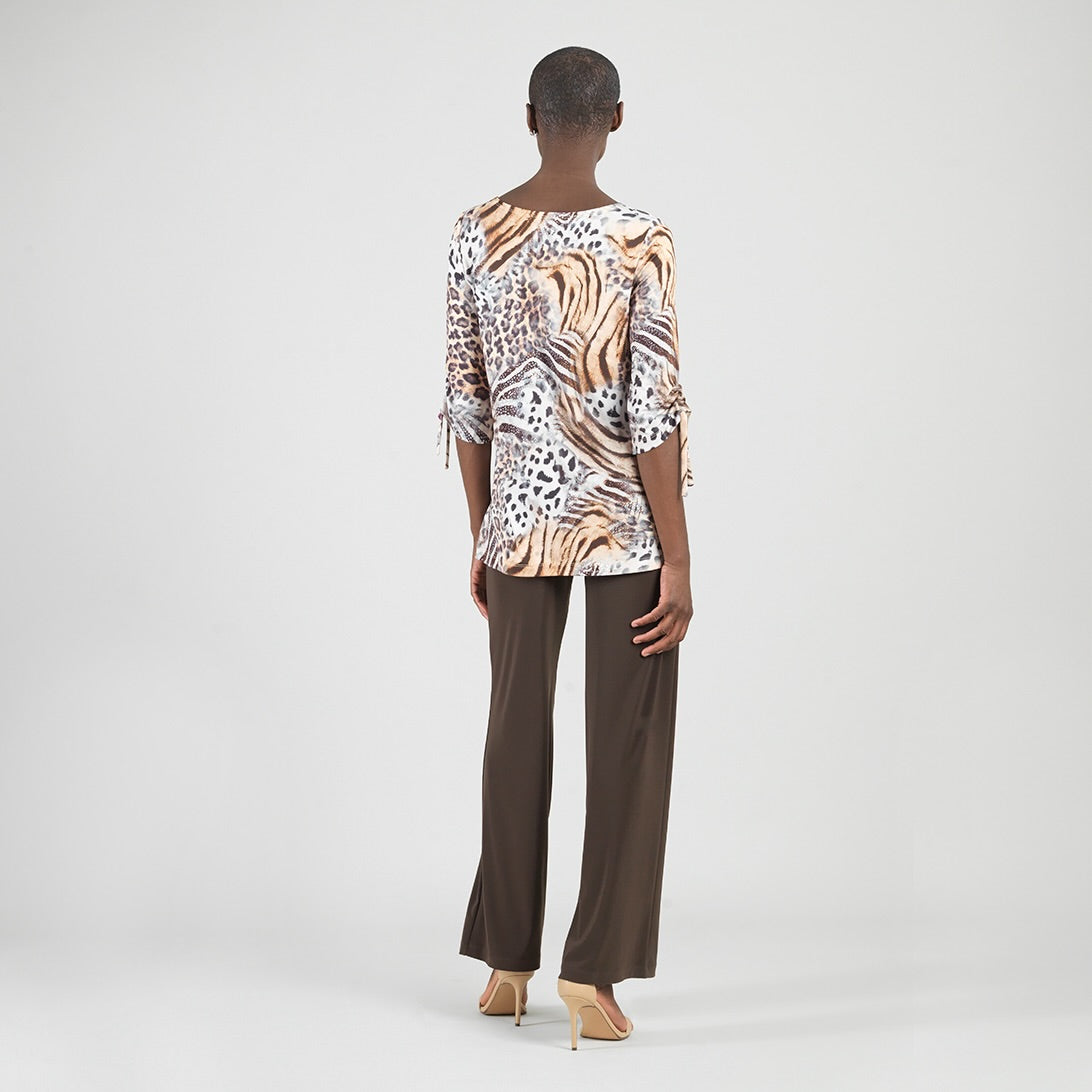 Butter Knit - Pull-Tie Cuff Tunic - Cheetah Stripe - Final Sale | Clara Sunwoo