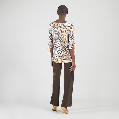 Butter Knit - Pull-Tie Cuff Tunic - Cheetah Stripe - Final Sale | Clara Sunwoo