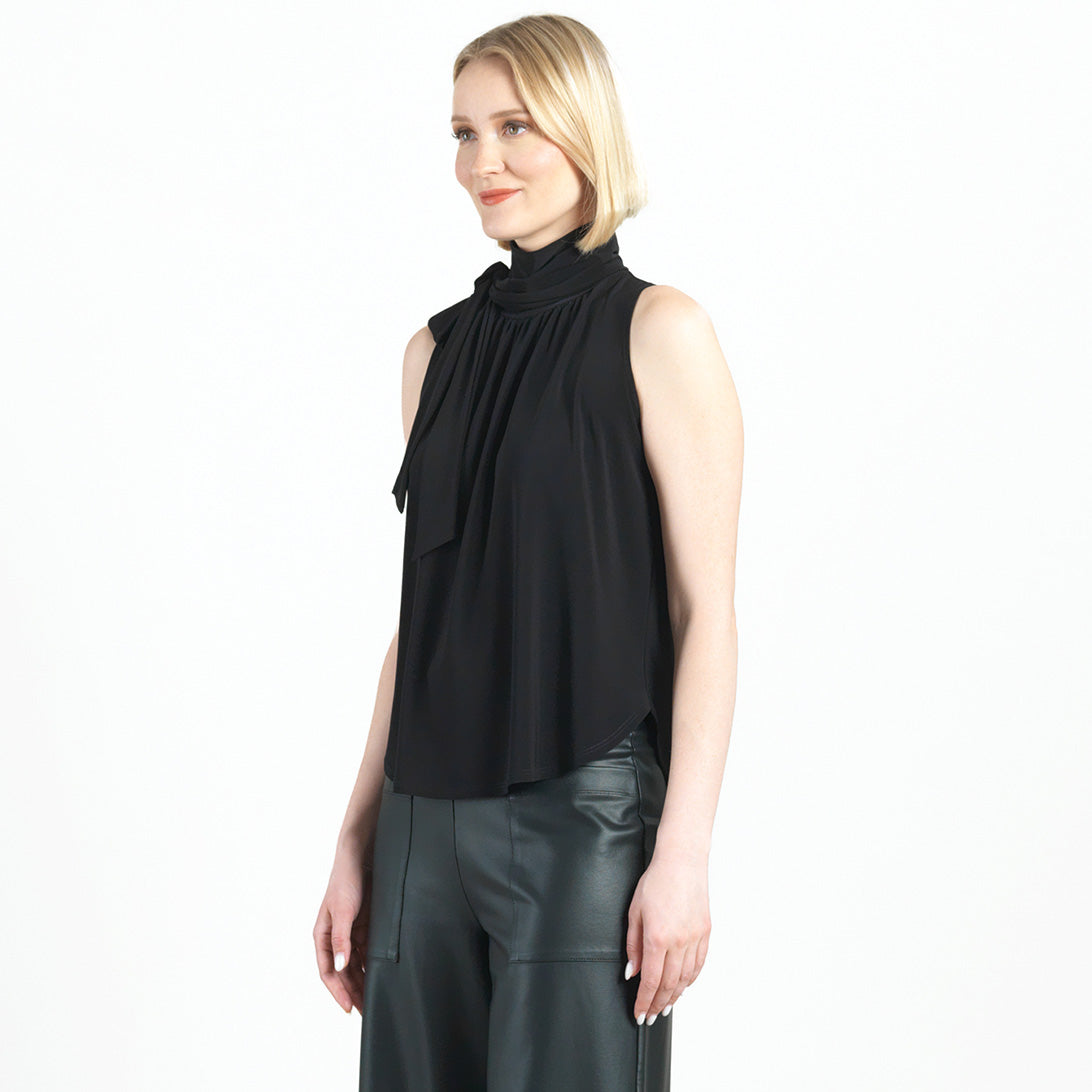 Mock Neck-Tie Detail Top - Black - Final Sale | Clara Sunwoo