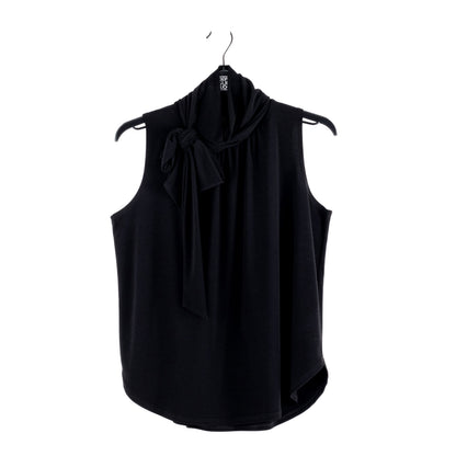 Mock Neck-Tie Detail Top - Black - Final Sale | Clara Sunwoo