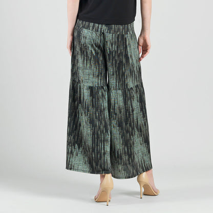 Crinkle Pleat Knit - Tiered Skirt-Pant - Water Ripple-Olive - Final Sale! | Clara Sunwoo