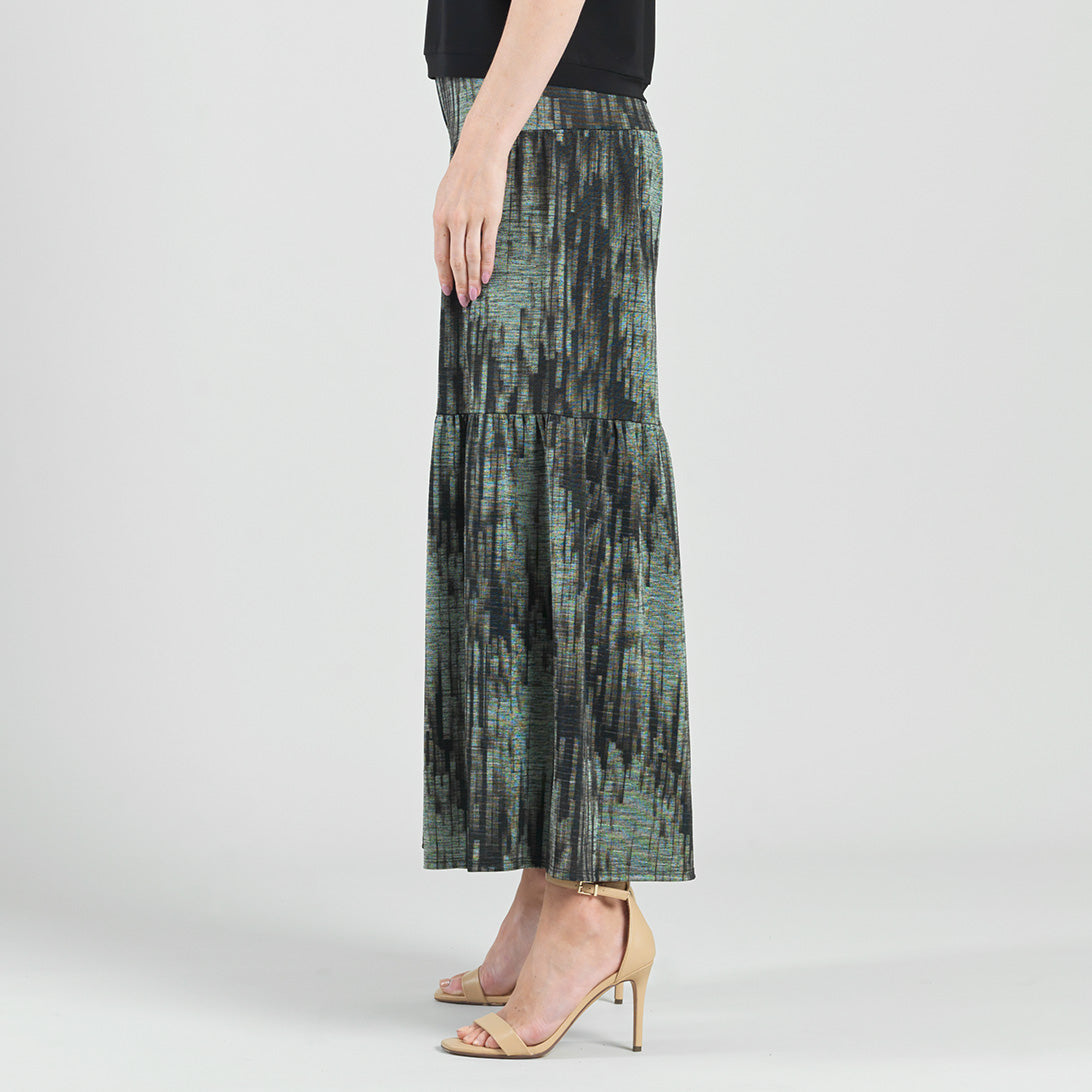 Crinkle Pleat Knit - Tiered Skirt-Pant - Water Ripple-Olive - Final Sale! | Clara Sunwoo