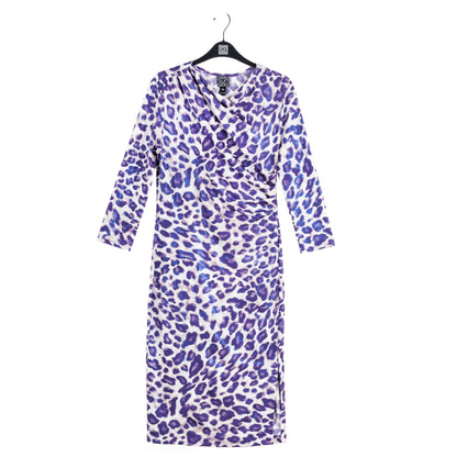 Foil Knit - Side Slit 3/4 Sleeve Midi Dress - Plum Cheetah - Final Sale! | Clara Sunwoo