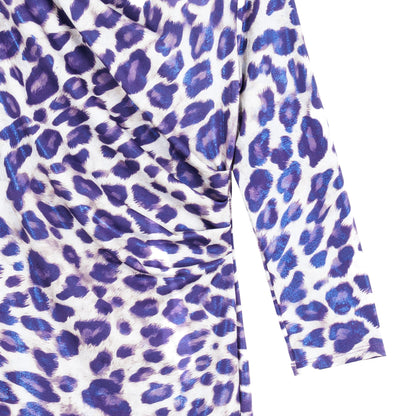 Foil Knit - Side Slit 3/4 Sleeve Midi Dress - Plum Cheetah - Final Sale! | Clara Sunwoo