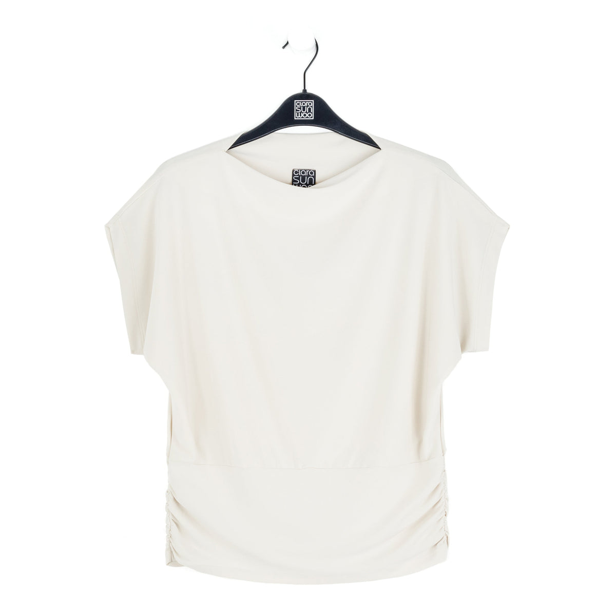 Side Ruched Boat Neck Top - Bone - Final Sale | Clara Sunwoo