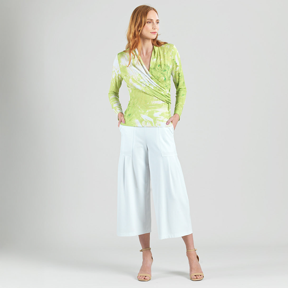 V-Neck Draped Pleat Top - Floral Citrus - Final Sale | Clara Sunwoo