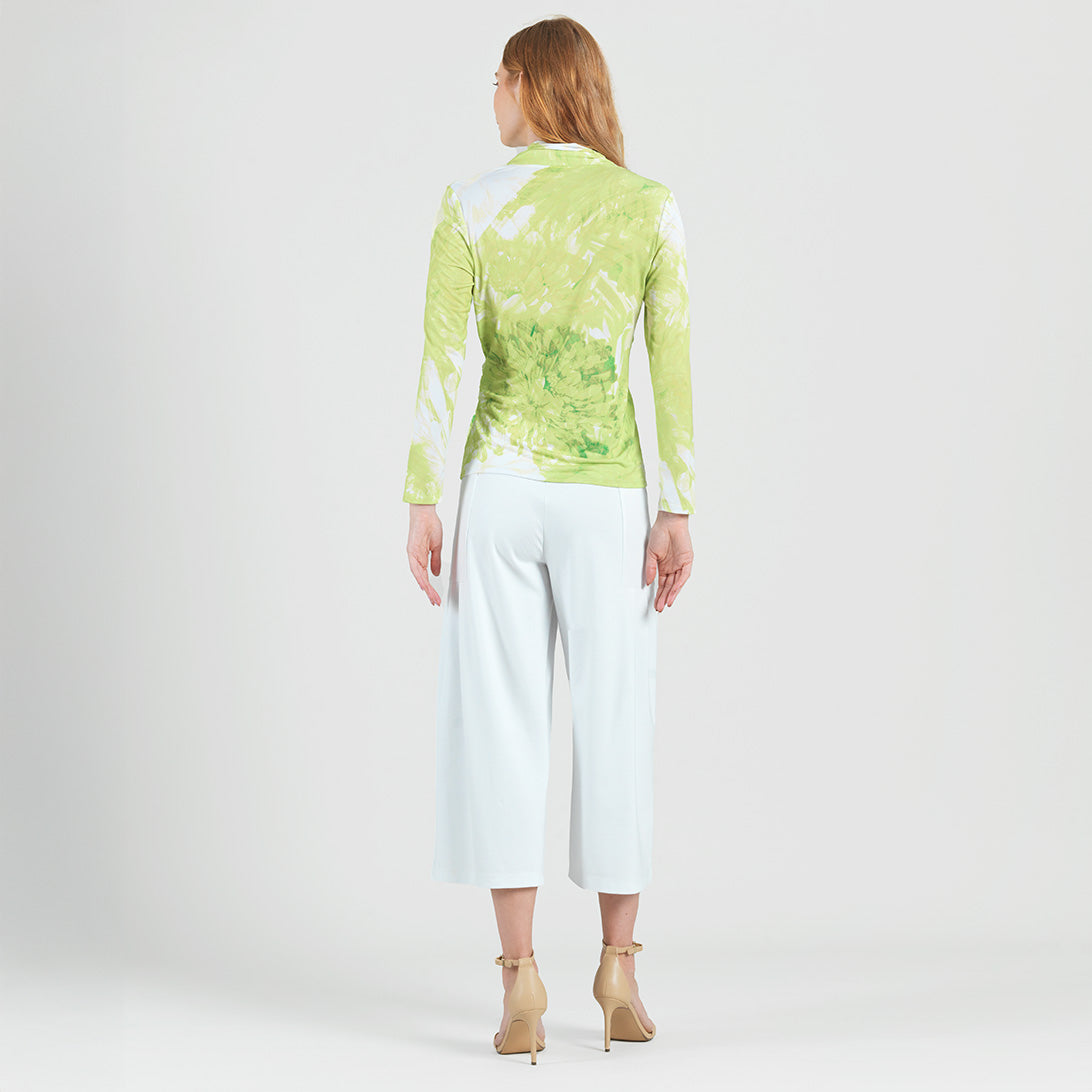 V-Neck Draped Pleat Top - Floral Citrus - Final Sale | Clara Sunwoo