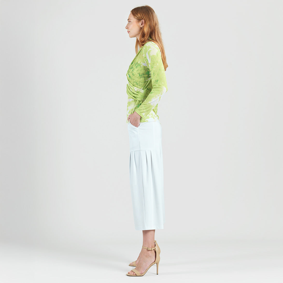 V-Neck Draped Pleat Top - Floral Citrus - Final Sale | Clara Sunwoo