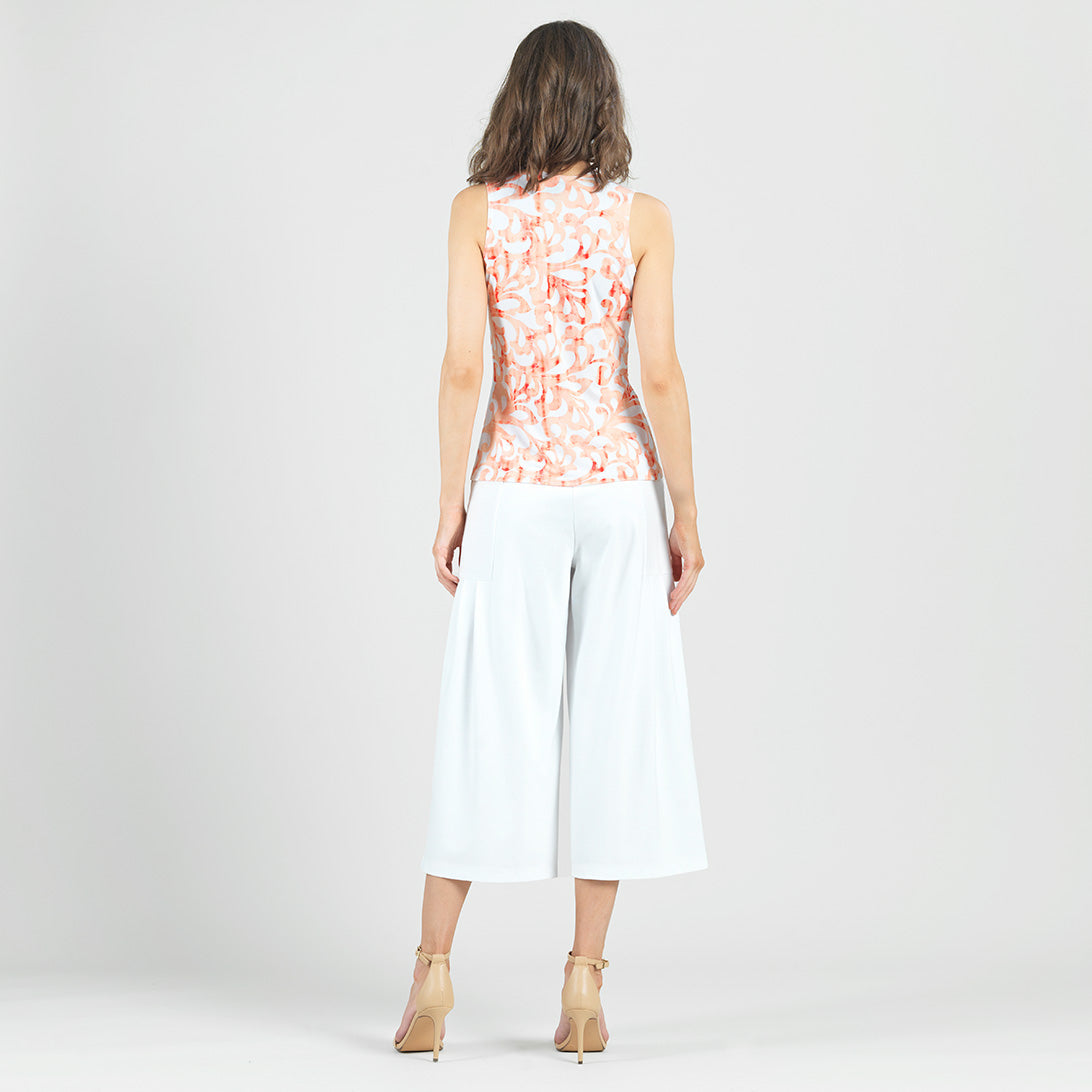 Sleeveless V-Neck Center Front Tie Top - Damask Motif - Final Sale | Clara Sunwoo