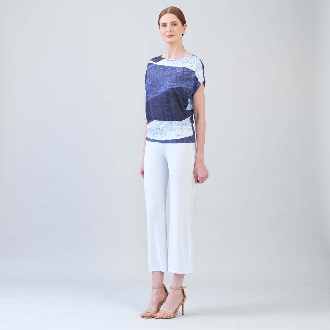 Silky Pleat Knit - Dolman Short Sleeve Top - Lunar Stripe - Final Sale | Clara Sunwoo