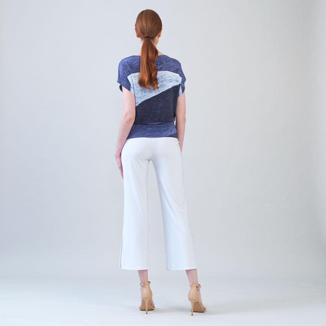 Silky Pleat Knit - Dolman Short Sleeve Top - Lunar Stripe - Final Sale | Clara Sunwoo